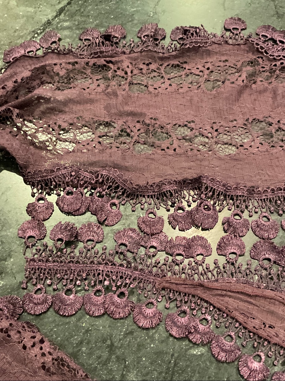 Plum Lace Trim Scarf